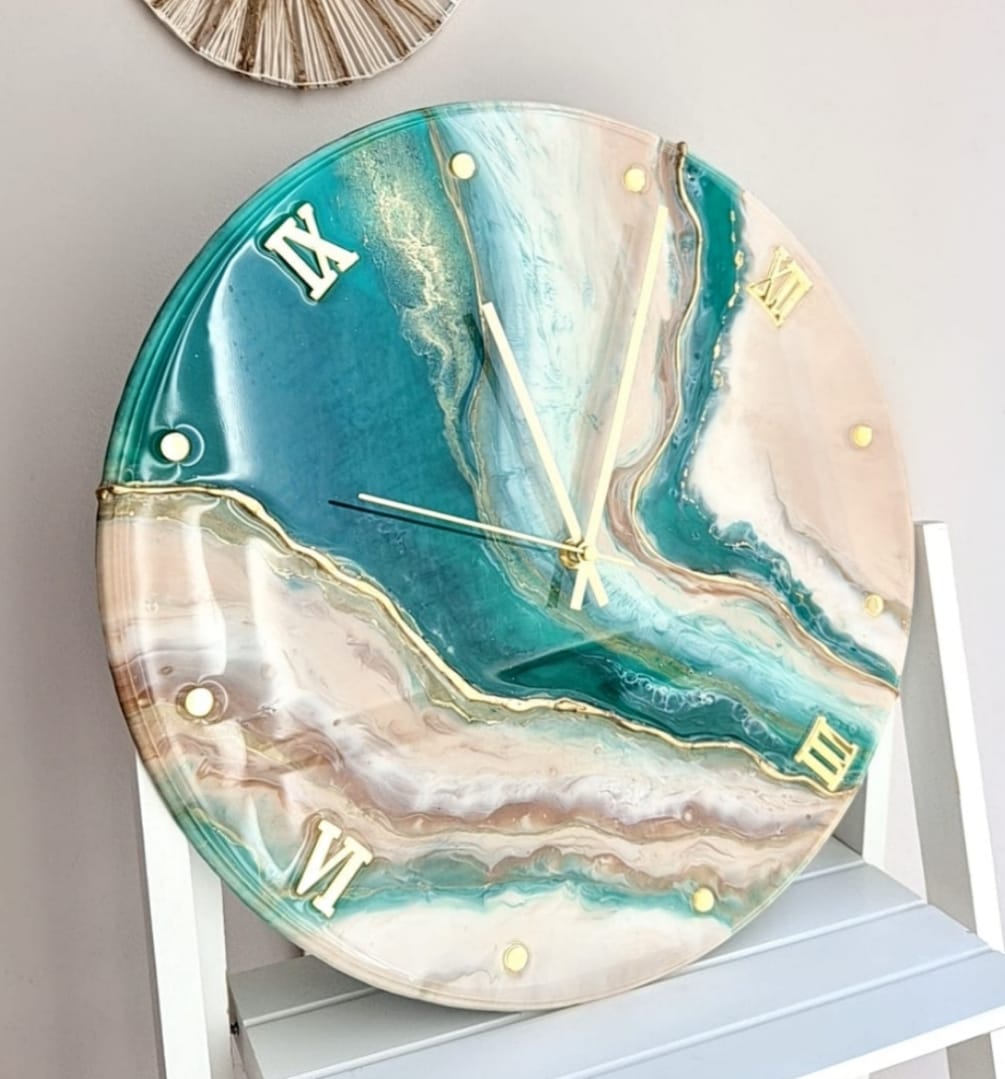 Resin Wall Clock "Ocean Breeze"