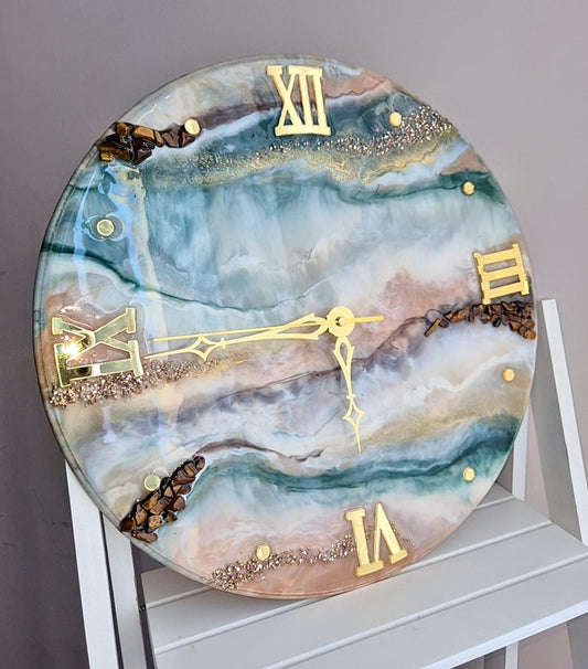 Epoxy Wall Clock "Ivory Summit"