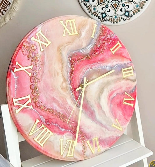 "Rose Agate" Resin Wall Clock